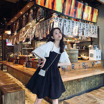 Two sets of summer French style small crowdage braces skirt Balloon Temperament Fat Mm First Love Little Sublian Dress Snowspun