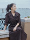 [Same Style as Gao Yuanyuan] Edition Autumn New Brown Coffee Color Silk Cotton Lightweight Trench Coat Ebd3Trc005