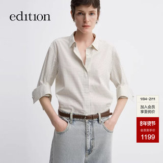 Edition Shirt Women's 2025 Autum New Unisex Style Black and White Fine Plaid Cotton Shirt Ebe3Sht011