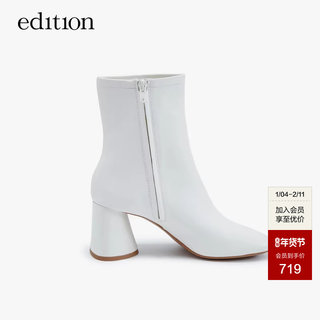 Edition Sheepskin Short Boots for Women Spring New Style French Style Thick High Heel Genuine Leather Boots Ebd1Shs004