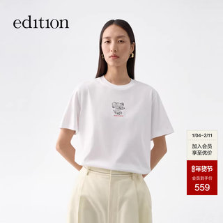 Editiont-Shirt for Women 2025 Summer New Style Ink Painting Elephant Print Short-Sleeved Top Pure Cotton Ebe2Tee012