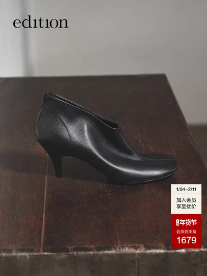 Edition High-Heeled Short Boots for Women 2025 Autum New Style Ankle-Covering Goatskin Genuine Leather Boots Ebe3Shs013