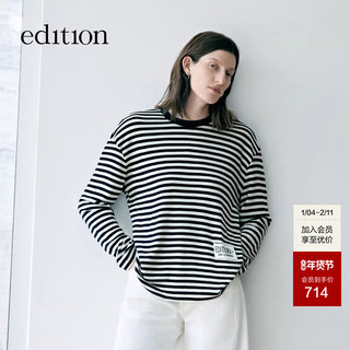 [E+ Chunyu Capsule Series]Edition Spring New Pure Wool Striped T-Shirt Ebd1Tee010