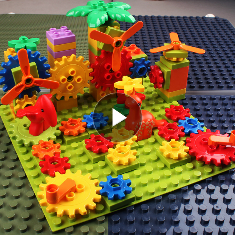 Children's mechanical gear building blocks assembled toy boys puzzle brain Lego large particles can be rotated and multi-functional