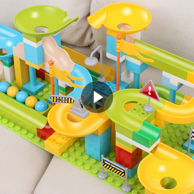 Children 100 Slide Rail Building Blocks Large Grain Rail Baby Puzzle assembly 3-6 years old boy Ball Ball Toys
