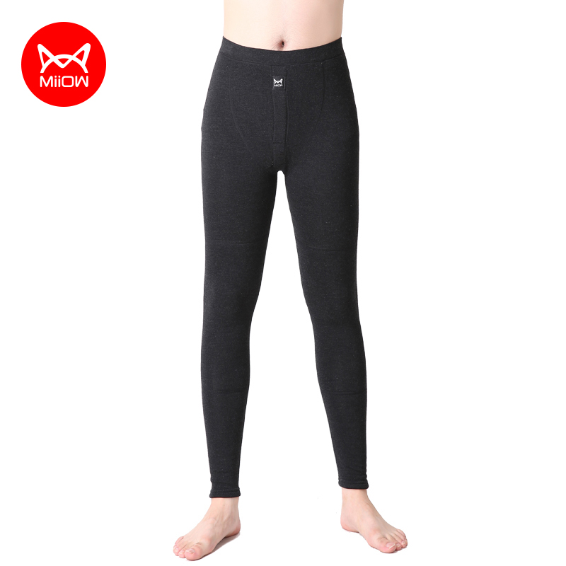 Cat Men Warm Pants Single Piece Cotton Wool Pants Youth Kneecap Tight Fit Thickened Padded Trousers Inner Fit Pants Cotton Pants Winter