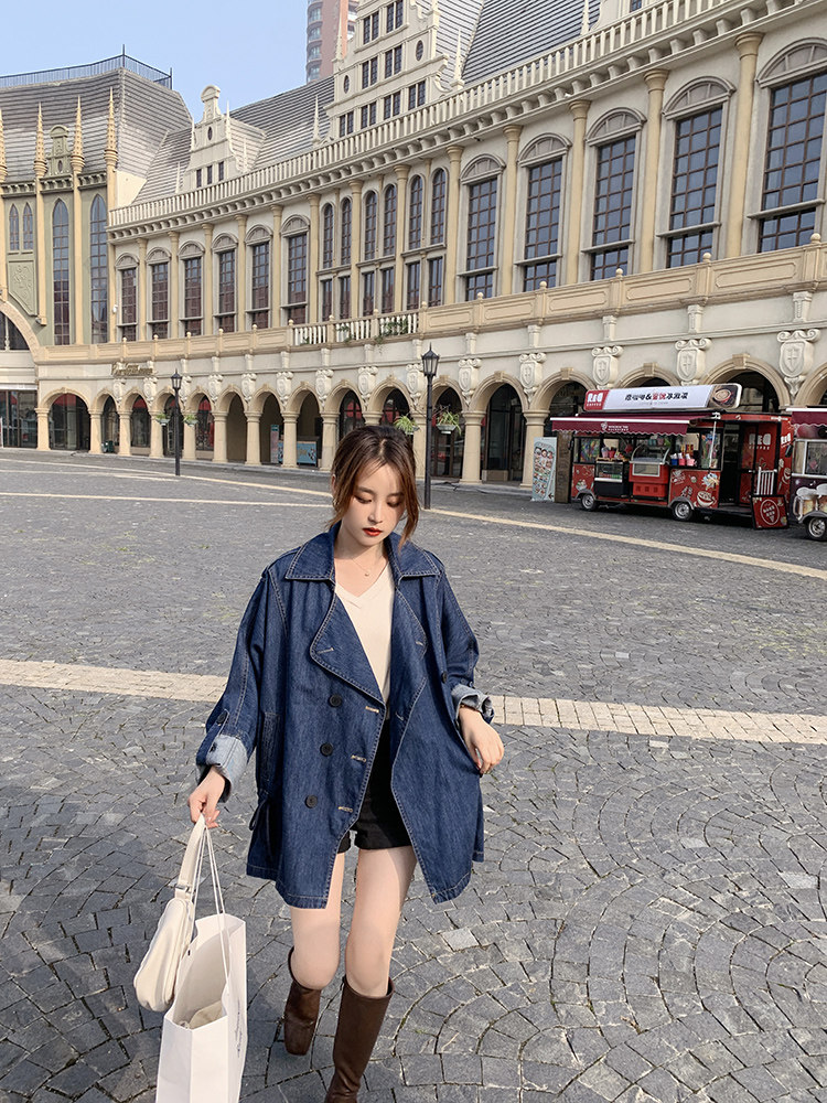 Lecea Alice Blue Denim Coat Women's 2022 Spring New Korean Joker Loose Casual Coat