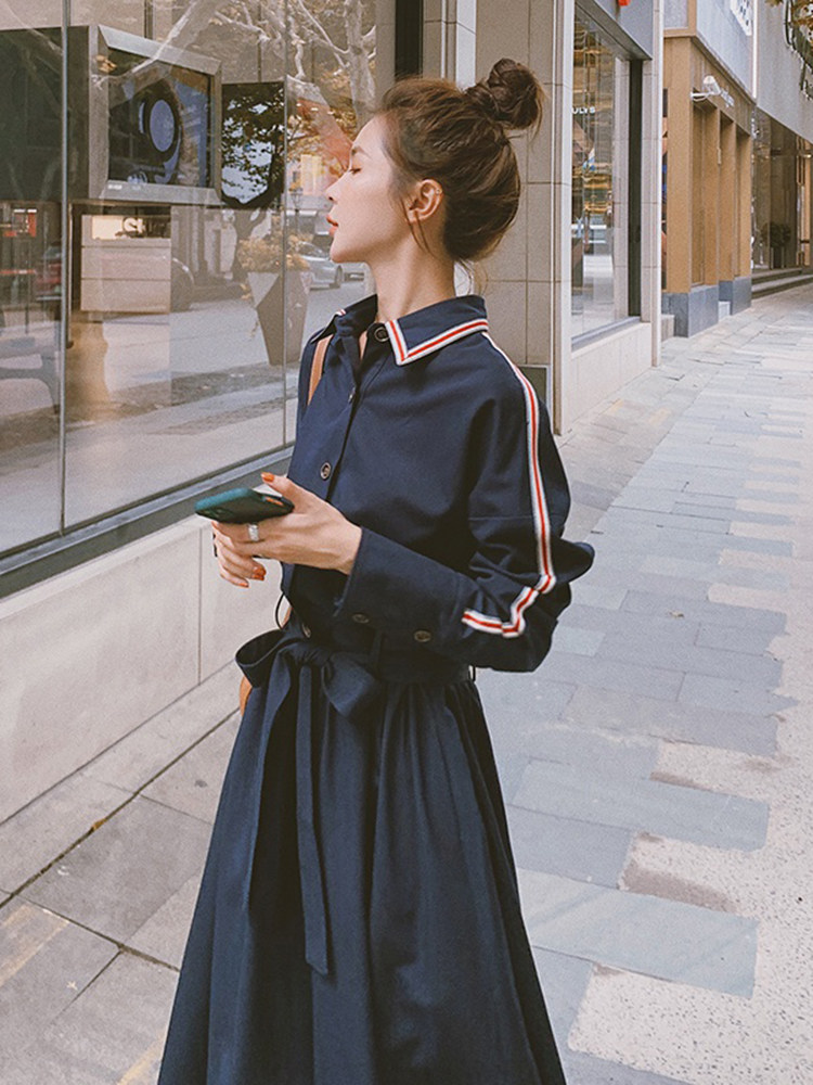 Lecea Alice Long Sleeve Dress Women's 2022 Spring New Hepburn Style Waist Skinny Foreign Style Skirt