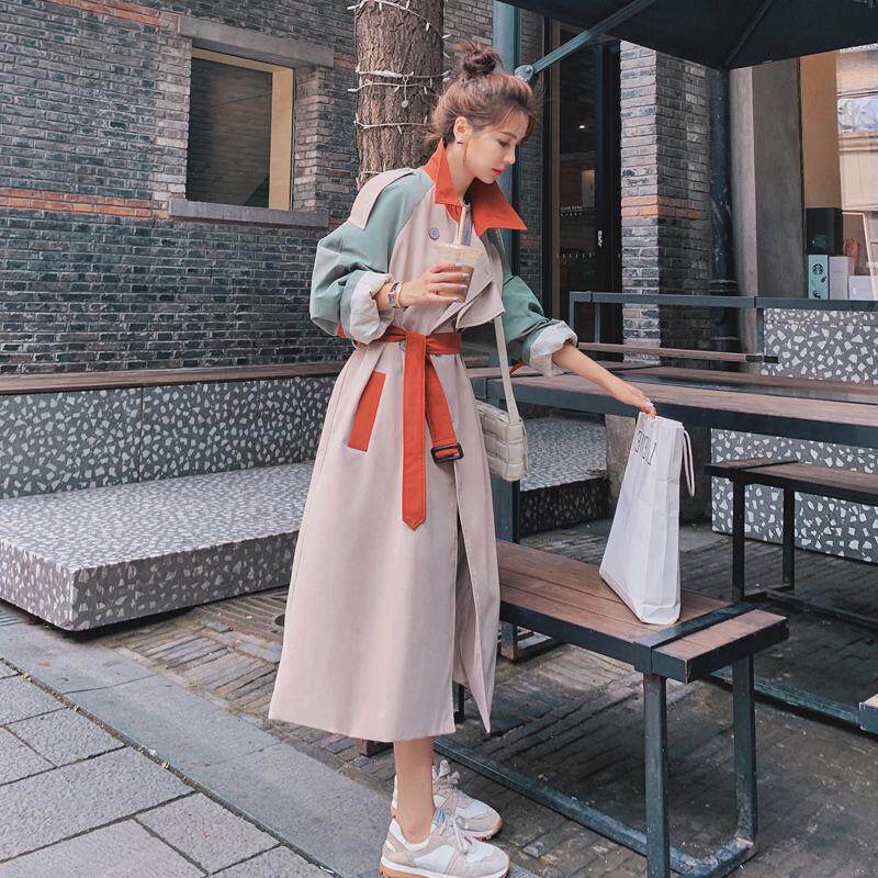 Lecea Alice trench coat women's midi 2022 fall new Korean version loose over-the-knee coat paneled coat