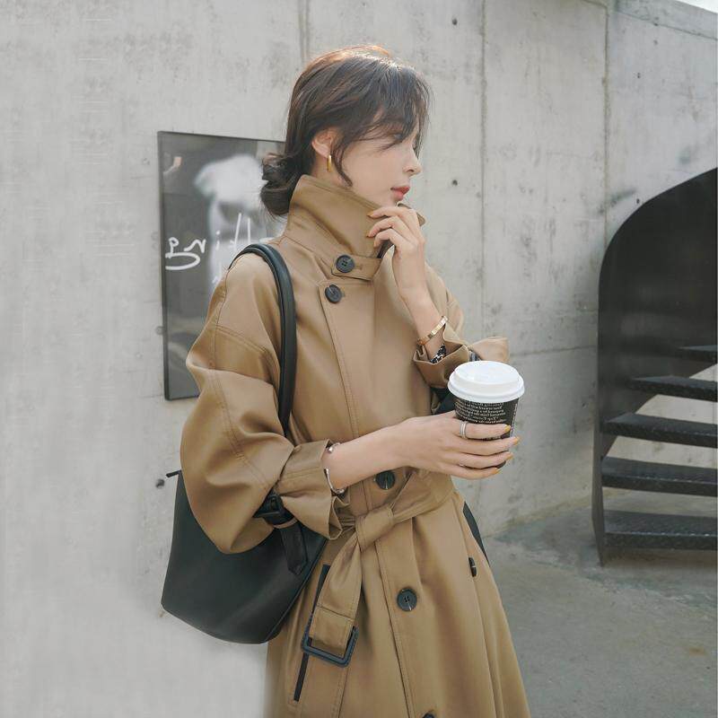 LeCea Alice in Long Edition Wind Cloisters 2022 Spring new Korean version Double-row buttoned over knee coat jacket