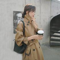 Lecea Alice in the middle of the long windsuit womens 2022 spring new Korean version double-row buttoned over knee coat jacket