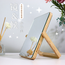 Desktop makeup mirror wooden double-sided rotating HD vanity mirror Manx Wood Beauty Mirror desktop mirror European style
