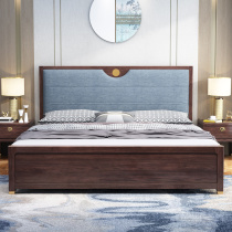 New Chinese style red oak light luxury wood bed 1 8 meters double master nuptial bed modern minimalist bedroom furniture