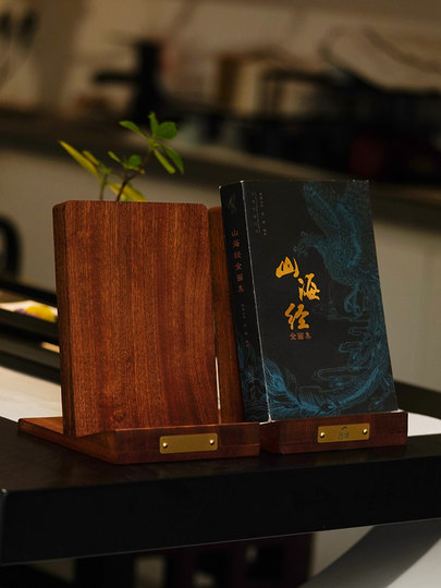 Wooden Book Display Stand, Retro Study Room Display Bookshelf, High-End Book Stand, Desktop Book Storage and Organization Bookend