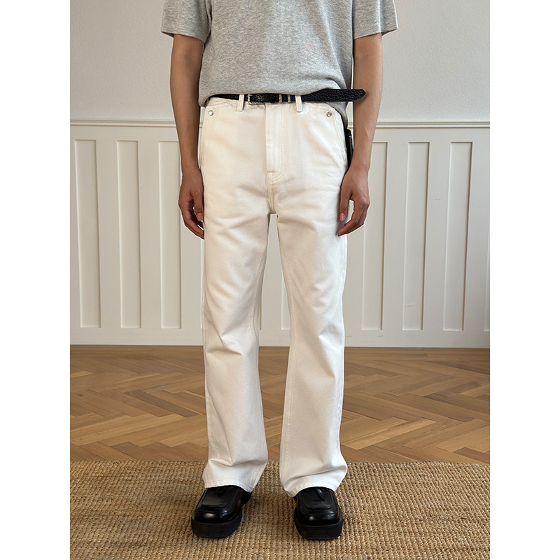 Fdm'Wave' 13 High-Ounce Washed Slim-Fit Straight-Leg Flared White Denim Pants