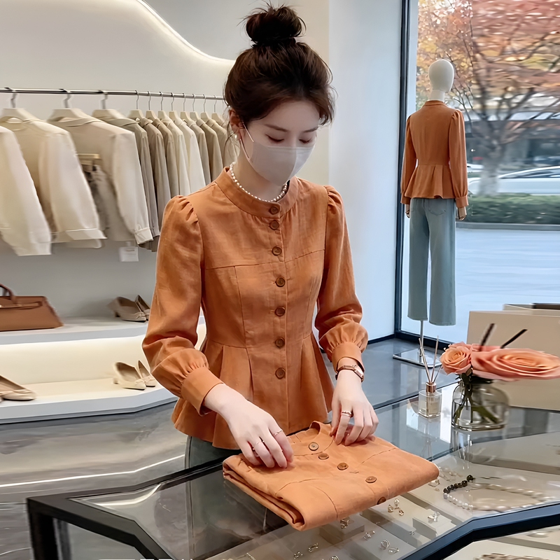 High-End French-Style Long-Sleeve Shirt for Women, 2026 Autumn New Plus-Size Model, Waist-Cinching, Tummy-Concealing, Ruffled Top High-End French-Style Long-Sleeve Shirt for Women, 2026 Autumn New Plus-Size Model, Waist-Cinching, Tummy-Concealing, Ruffled Top