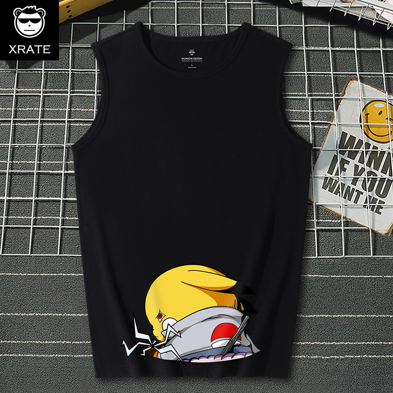 Tay nam t-shirt lỏng thủy triều thương hiệu in cổng gió vai mùa hè kỳ nghỉ bãi biển bãi biển nhanh khô thể thao bông vest