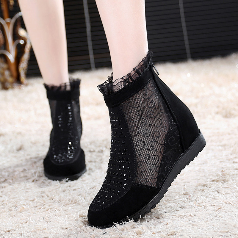 Spring hollow net boots leather mesh boots inside boots boots mesh boots mesh lace 41