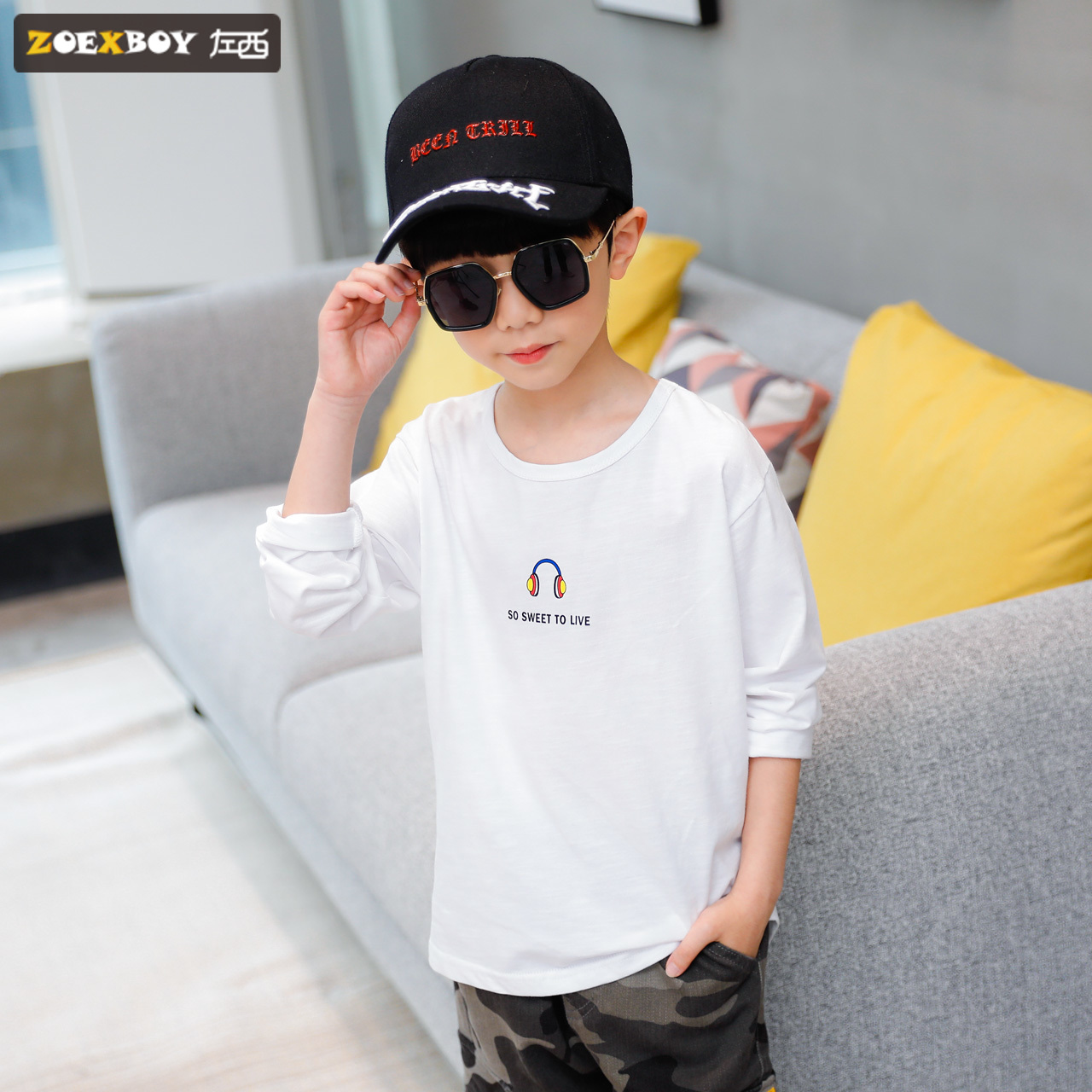 Left Tây nam dài sleevet t-shirt cotton mùa xuân váy 2020 trẻ em mới rơi xuống đáy của cậu bé áo khoác Hàn Quốc phiên bản lớn của mùa xuân và mùa thu sóng.