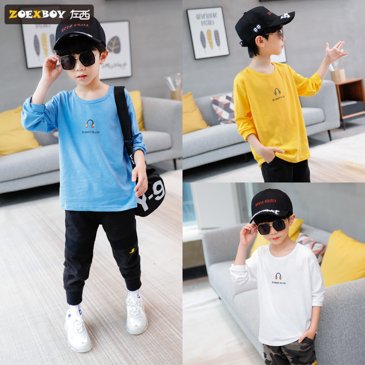 Left Tây nam dài sleevet t-shirt cotton mùa xuân váy 2020 trẻ em mới rơi xuống đáy của cậu bé áo khoác Hàn Quốc phiên bản lớn của mùa xuân và mùa thu sóng.