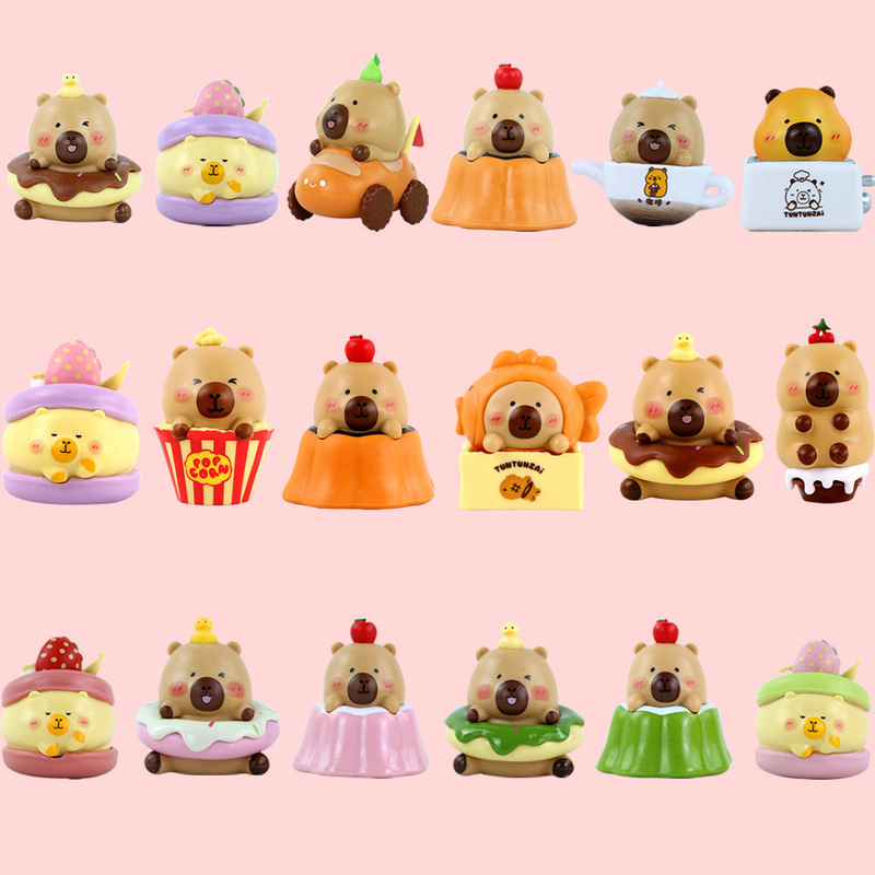 Capybara Baked Cake Decoration Blind Box Figurine Office Desk Doll Cute Ornament Girl Gift