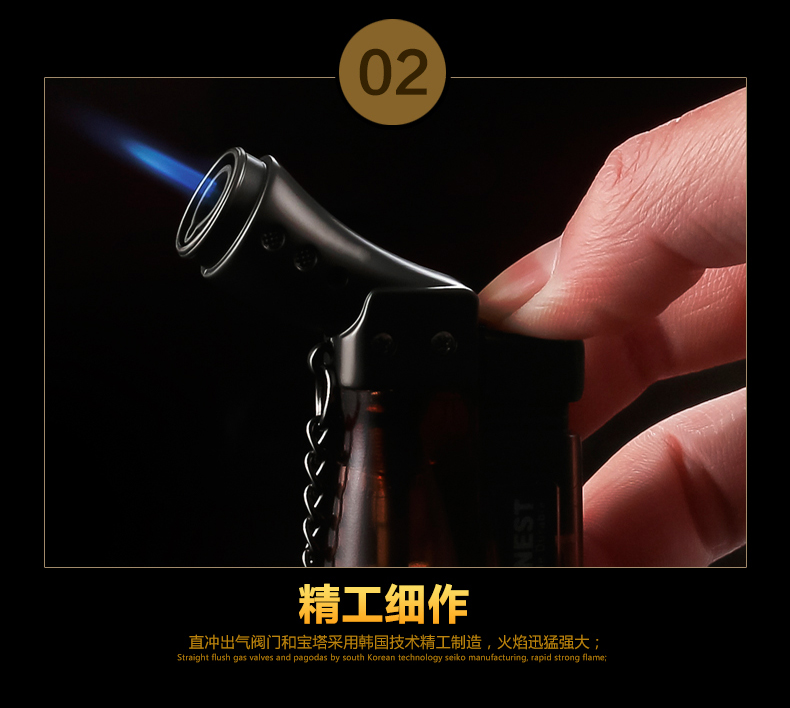 Thu nhỏ sáng tạo windproof nhẹ hơn inflatable igniter điểm cigar súng phun thẳng vào nhiệt độ cao hàn torch gas lighter