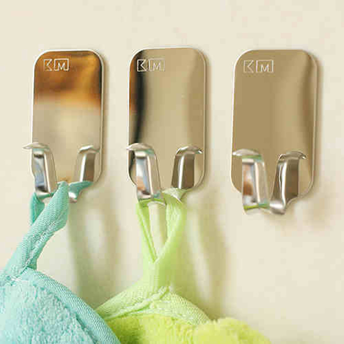 Stainless steel hook strong adhesive wall hanging load-bearing wall hook bathroom kitchen door traceless nail-free hook behind the door