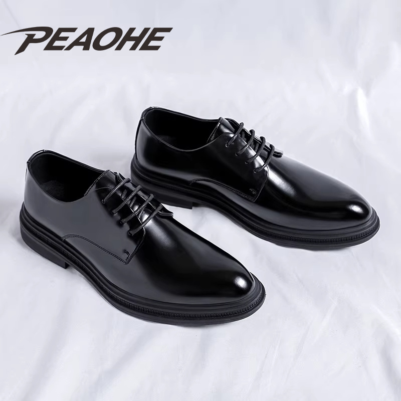 Peaohe New Height-Increasing Genuine Leather Shoes for Men, 8cm Business Formal Derby Shoes, Pointed Toe Groomsmen Wedding Shoes