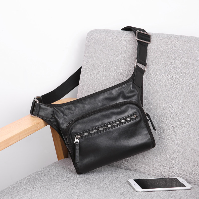 Men's bag messenger bag chest bag leather shoulder bag first layer cowhide casual multi-functional men's soft leather waist bag small backpack