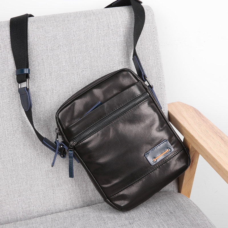 Sheepskin bag men's bag leather small shoulder bag soft leather tide backpack men's bag shoulder bag men's small bag messenger bag casual