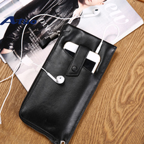 Genuine leather mens long money wallet zipped money clip slim mobile phone bag soft leather male handbag head layer cow leather male wallet
