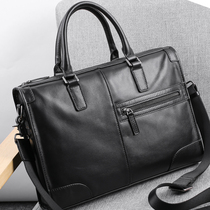 Handbag Male Business Cross Section Large Capacity Headlining Cow Leather Genuine Leather Men Bag Casual Soft Leather Single Shoulder Diagonal Satchel Briefcase