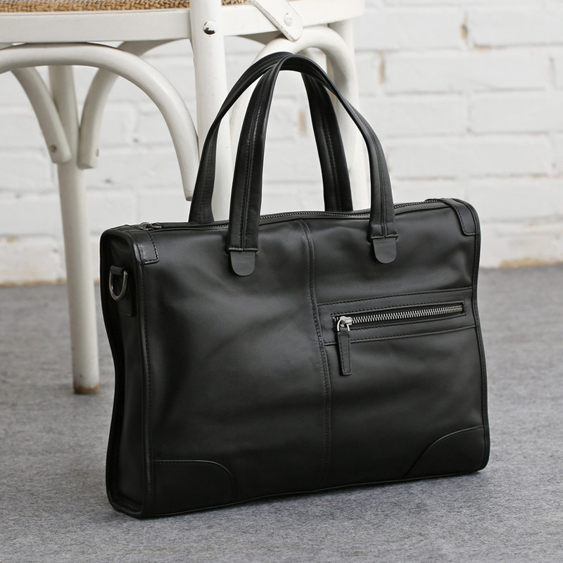 Briefcase men's handbag business leather first layer cowhide casual men's bag travel soft leather men's horizontal shoulder bag