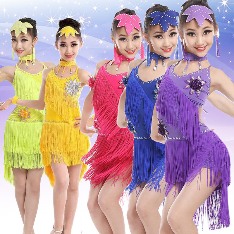 Children's Latin Dance Show Dress Show for Children's Girls Latin Dance Dress Performance