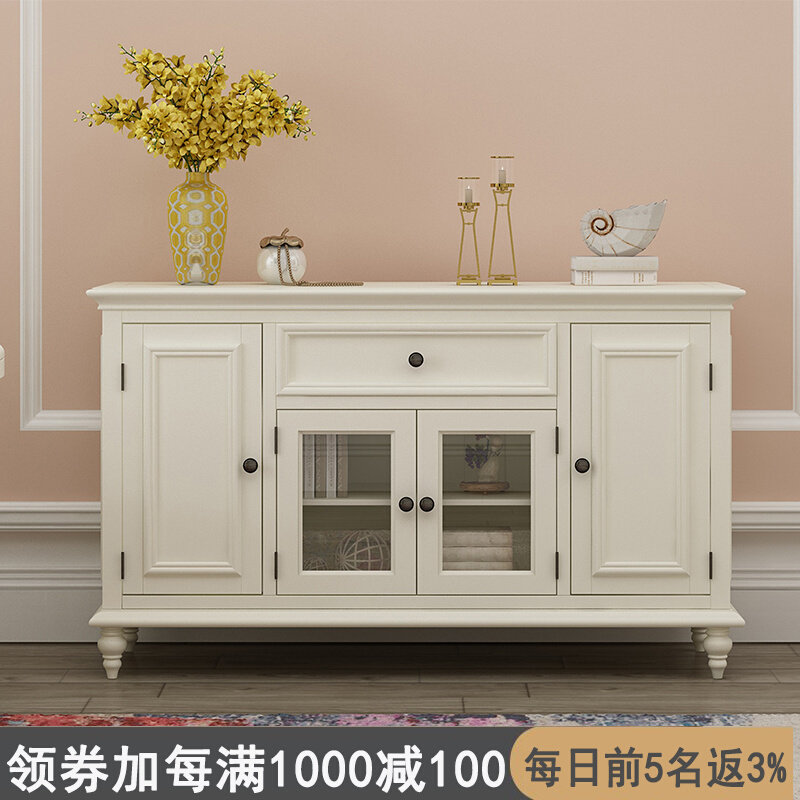 American Solid Wood Side Cabinet Home Storage Cabinet Modern Wine Cabinet Glass Light Lavish Kitchen Debris Cabinet Dining Room Dining Room