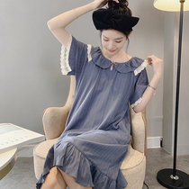 Nightdress women 2021 new short sleeve summer cotton premium feel pajamas home clothes pajamas Net red explosive 2021