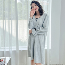 2022 spring and autumn new nightdress womens long-sleeved thin section sweet casual mid-length net red wind cotton silk pajamas summer
