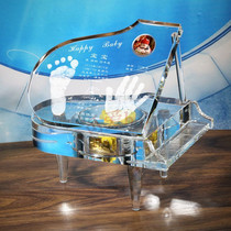 Baby baby souvenir crystal handfoot printing processing to make dog year Hand Foot film piano