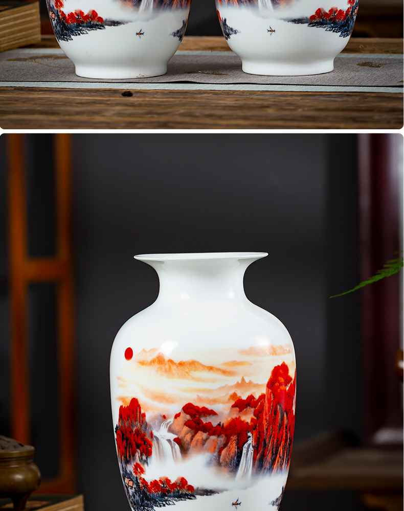Jingdezhen ceramics floret bottle furnishing articles luck three - piece home sitting room porch TV ark, adornment