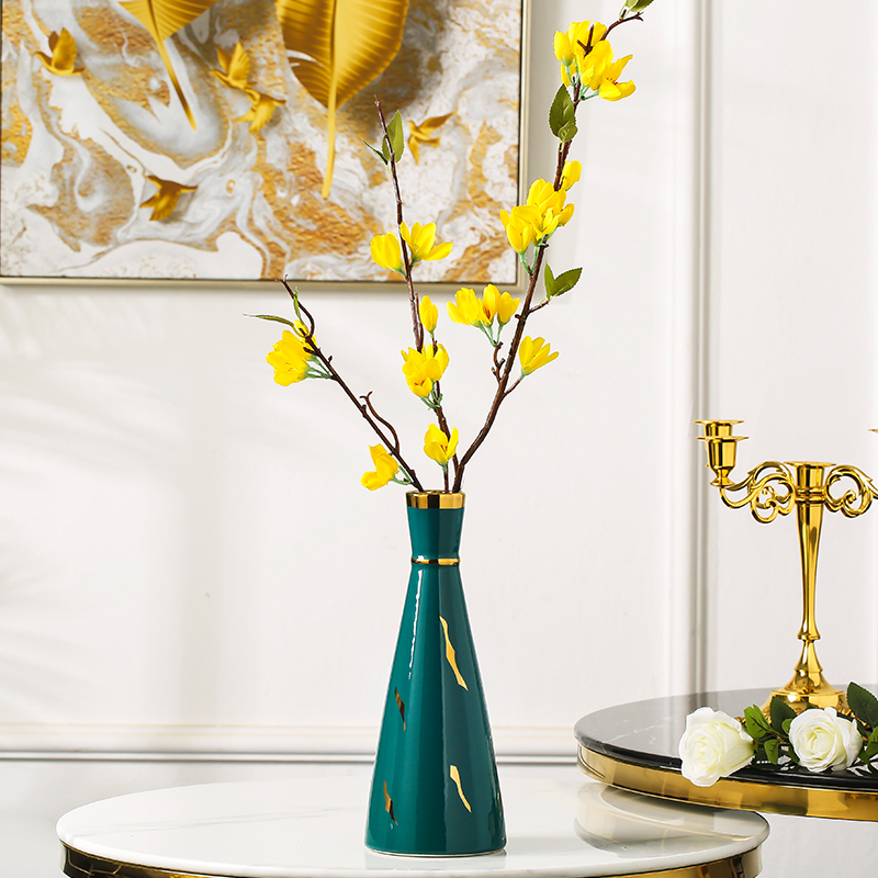 Modern Chinese style light key-2 luxury vases, ceramic blackish green, dry flower simulation flower decorations furnishing articles household table sitting room decoration