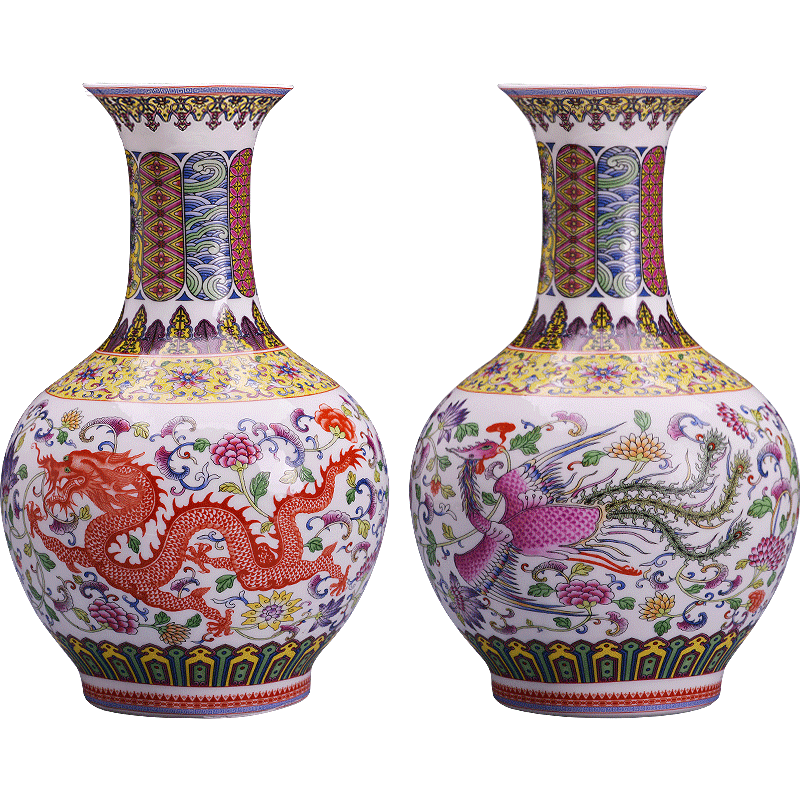 龍戏珠絵陶瓷大花瓶 龍戏珠絵陶瓷大花瓶