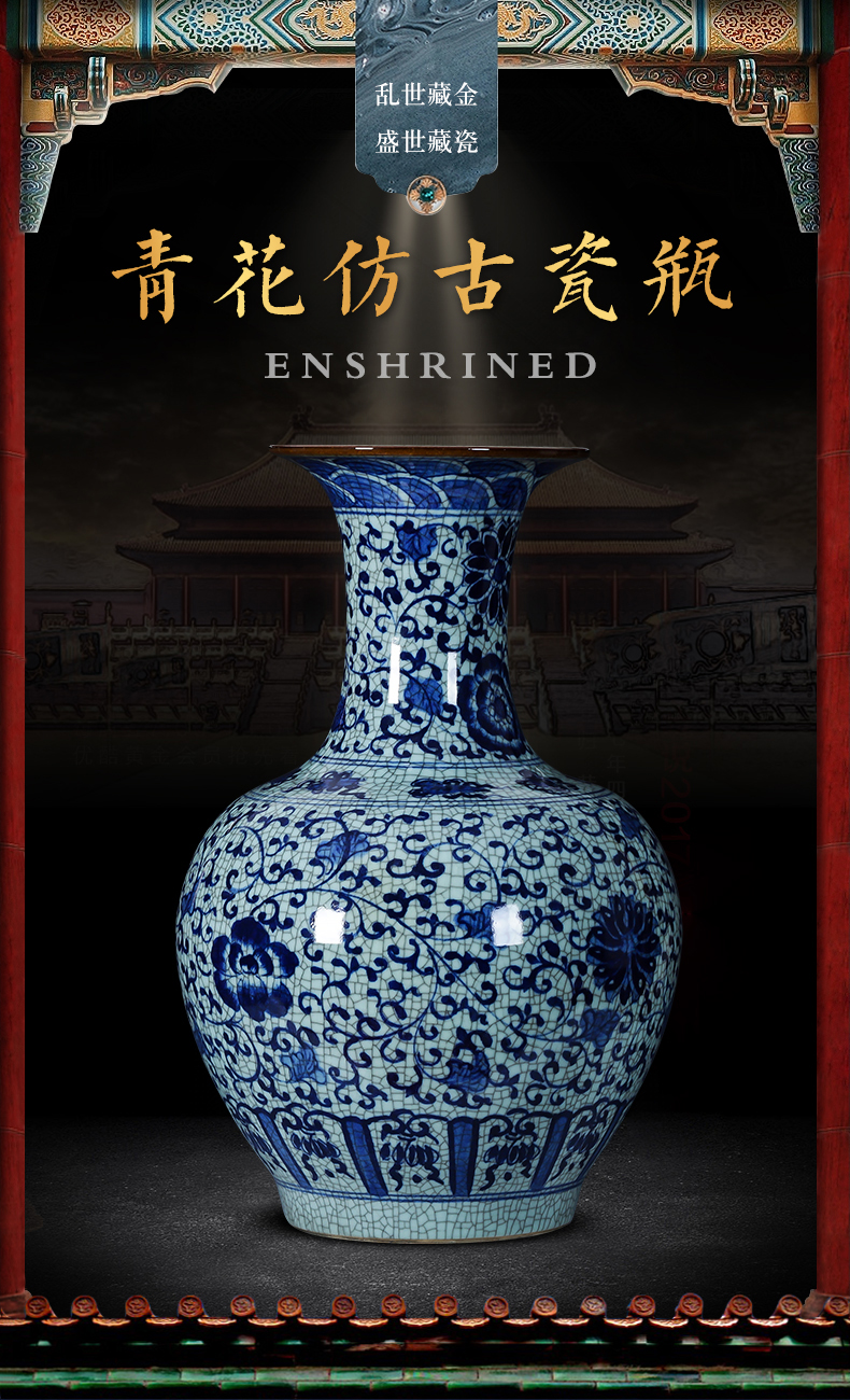 Archaize of jingdezhen porcelain ceramic hand - made porcelain up vase large furnishing articles home sitting room adornment restoring ancient ways