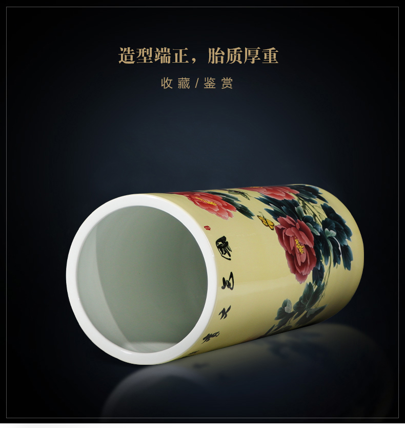 Jingdezhen ceramics hand - made straight large landing quiver vases, new Chinese style home sitting room adornment is placed