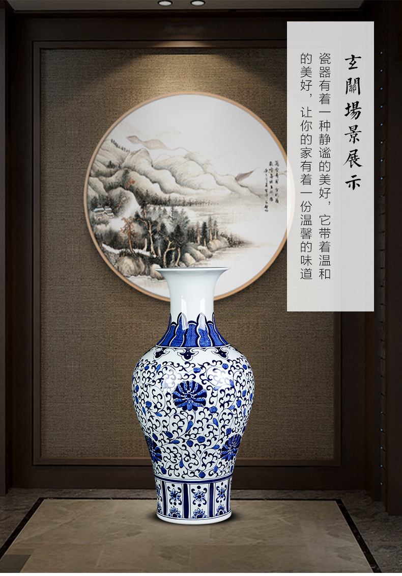 Hand the blue and white porcelain of jingdezhen chinaware lotus pattern be born large vases, Chinese style household porcelain furnishing articles sitting room