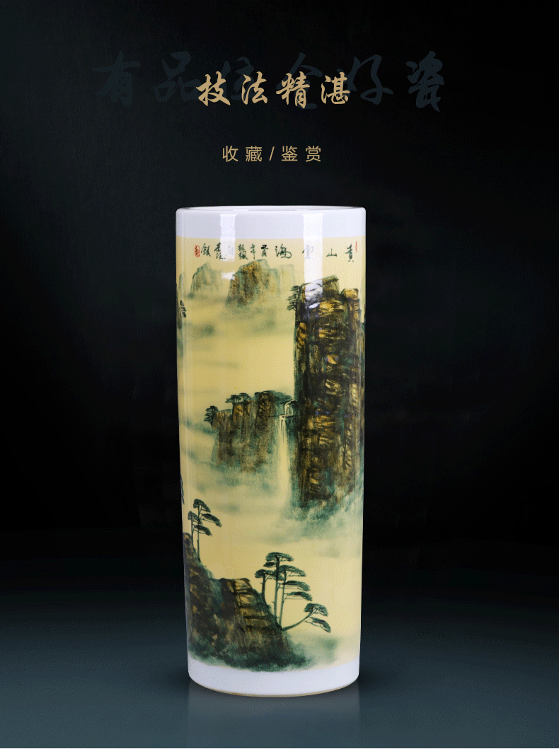Jingdezhen ceramics hand - made landed straight quiver big vase furnishing articles of new Chinese style household adornment TV ark