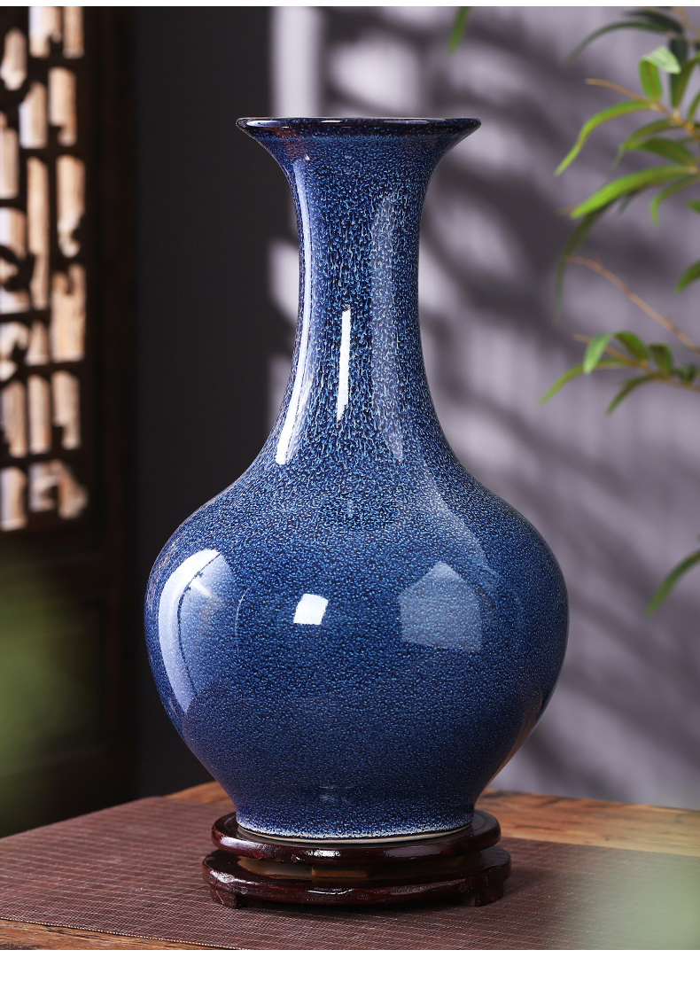 Jingdezhen porcelain ceramic up blue vase flower arranging place of new Chinese style household living room TV cabinet decoration