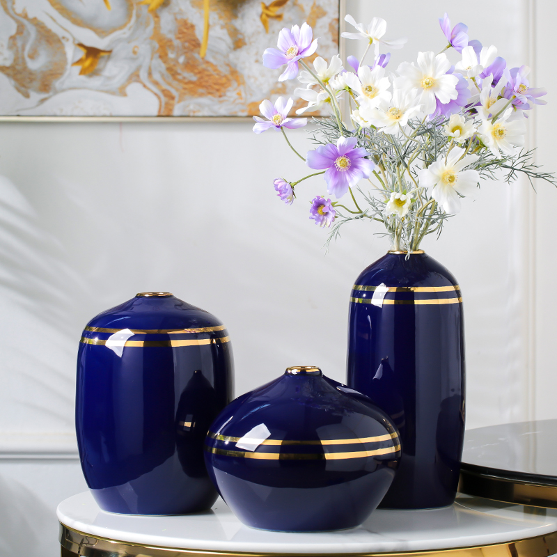 I and contracted ceramic vases, light blue flower arranging new Chinese style sitting room key-2 luxury craft decorations table home furnishing articles