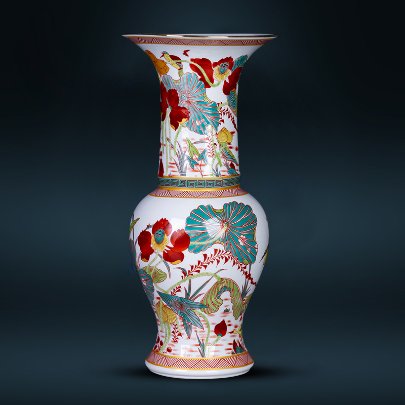 Jingdezhen ceramics colored enamel archaize creative floret bottle rich ancient frame sitting room adornment of Chinese style household furnishing articles