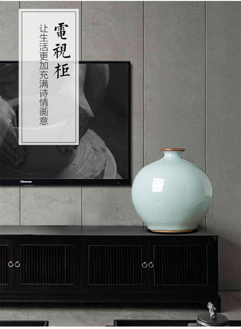 Archaize of jingdezhen ceramics up celadon vase Chinese style living room TV cabinet flower adornment home furnishing articles