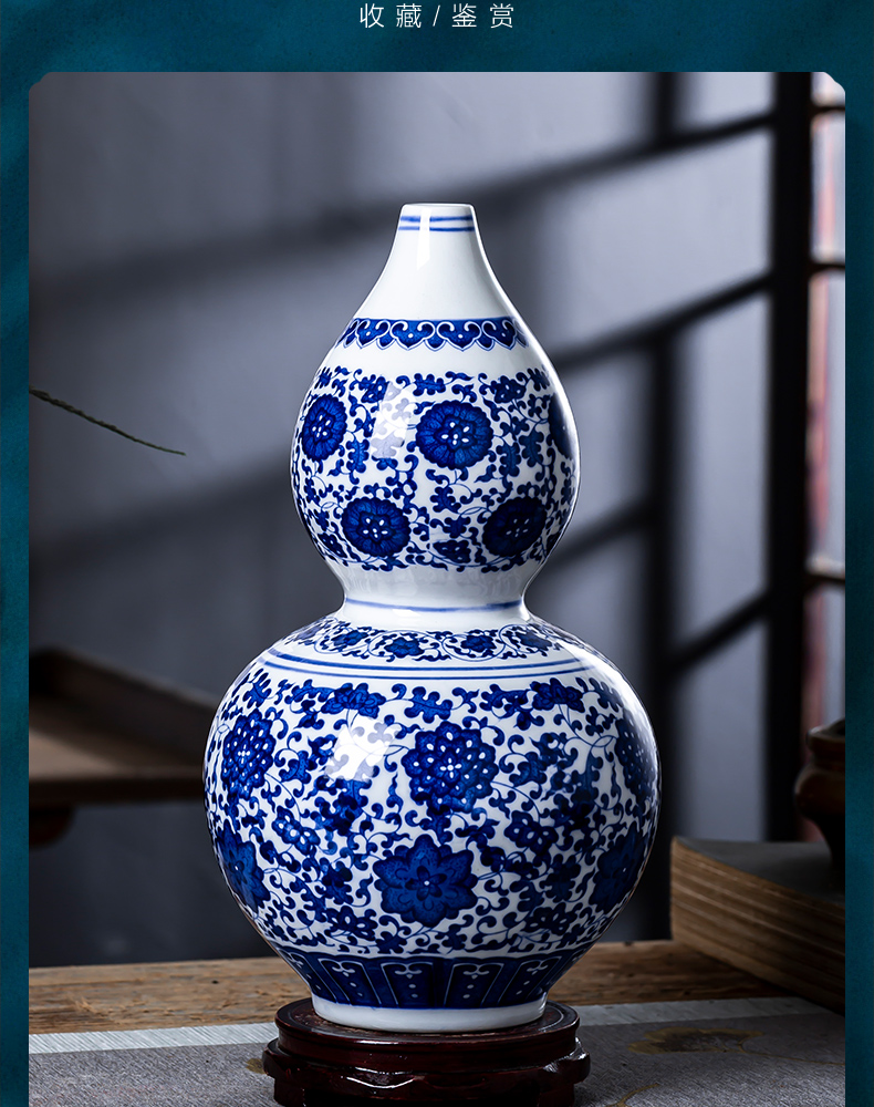 Antique vase of blue and white porcelain of jingdezhen ceramics furnishing articles Chinese flower arranging sitting room adornment of TV ark, wine accessories